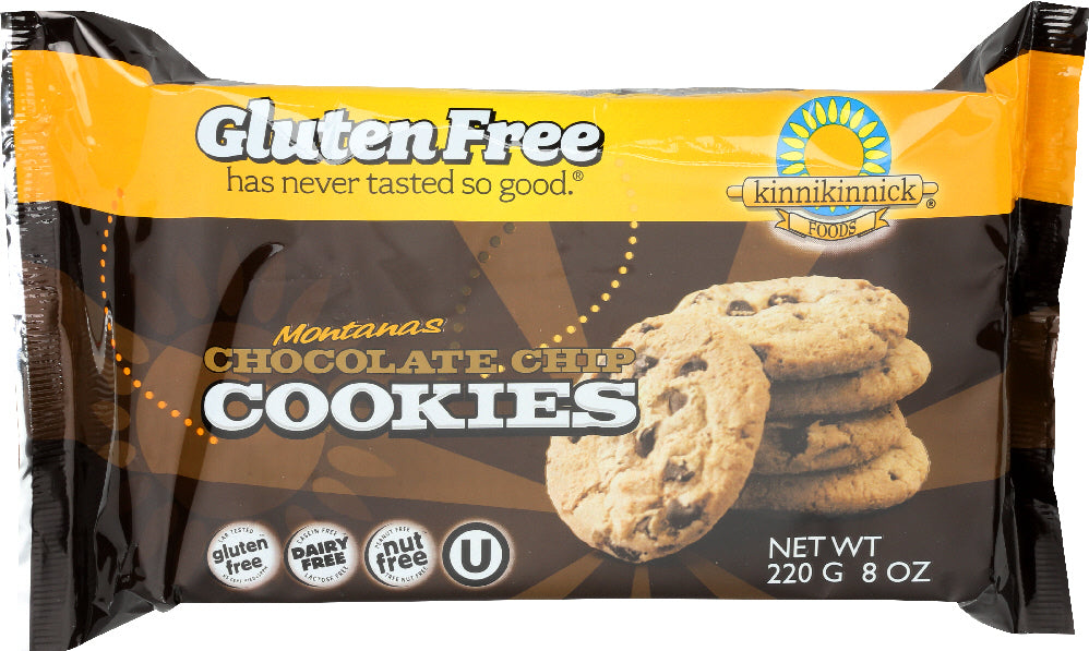 KINNIKINNICK: Montanas Chocolate Chip Cookies Gluten Free, 8 oz