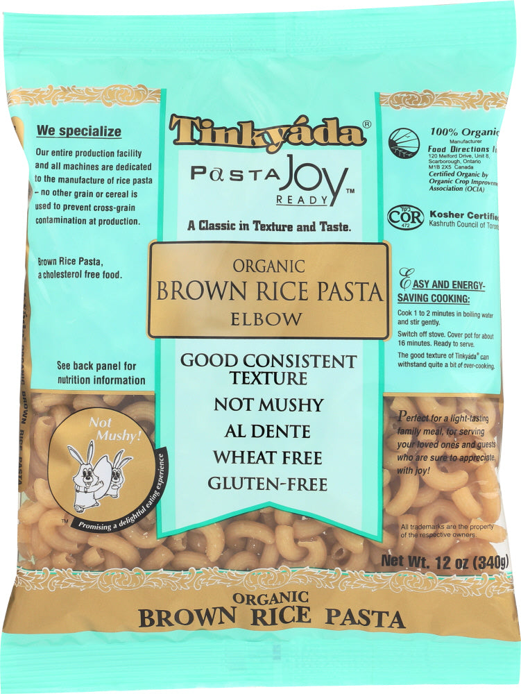 TINKYADA: Organic Brown Rice Pasta Elbow, 12 oz