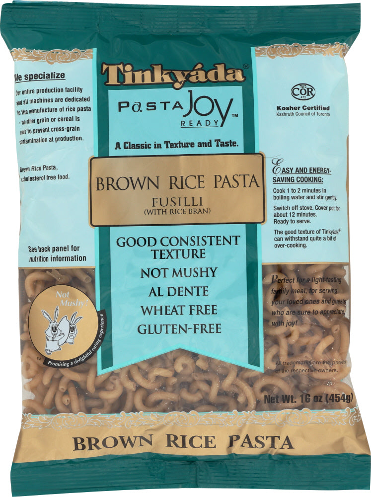 TINKYADA: Brown Rice Pasta Fusilli With Rice Bran, 16 oz