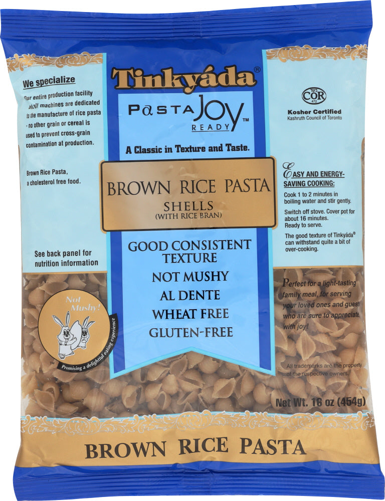 TINKYADA: Brown Rice Pasta Shells With Rice Bran, 16 oz