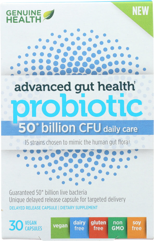 GENUINE HEALTH USA: Advanced Gut Health Probiotic 50 billion CFU, 30 vc