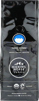 KICKING HORSE COFFEE: Three Sisters Medium Roast Whole Bean, 10 oz