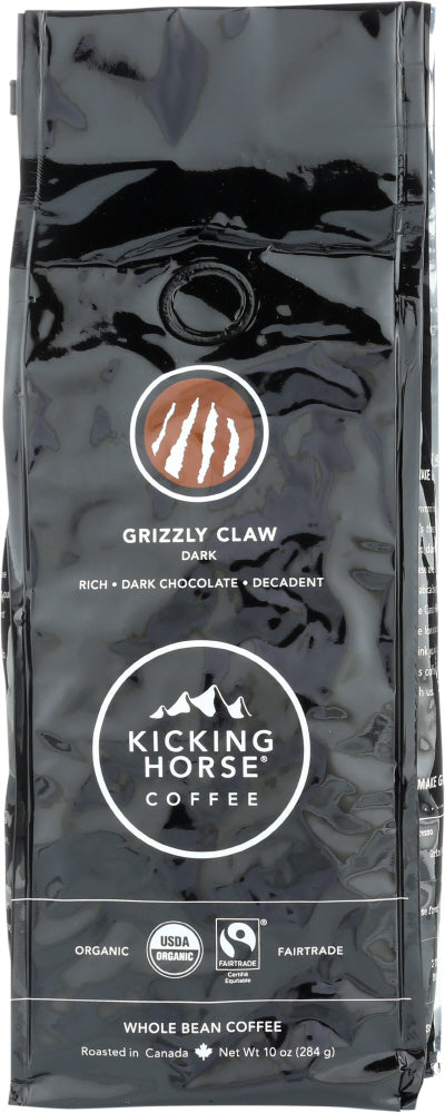 KICKING HORSE COFFEE: Grizzly Claw Dark Roast Whole Bean, 10 oz