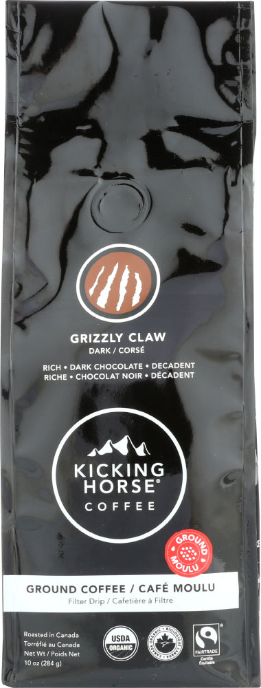 KICKING HORSE: Grizzly Claw Ground Coffee Dark Roast, 10 oz