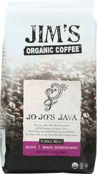 JIMS ORGANIC COFFEE: Organic JoJos Java Coffee Whole Bean Coffee, 12 oz