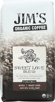 JIM'S ORGANIC COFFEE: Whole Bean Sweet Love Blend, 12 oz