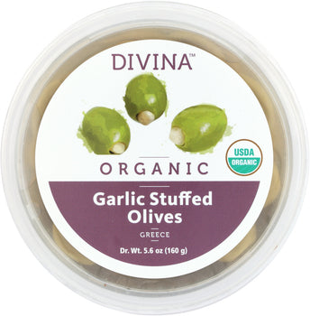 DIVINA: Organic Garlic Stuffed Olives, 5.6 oz