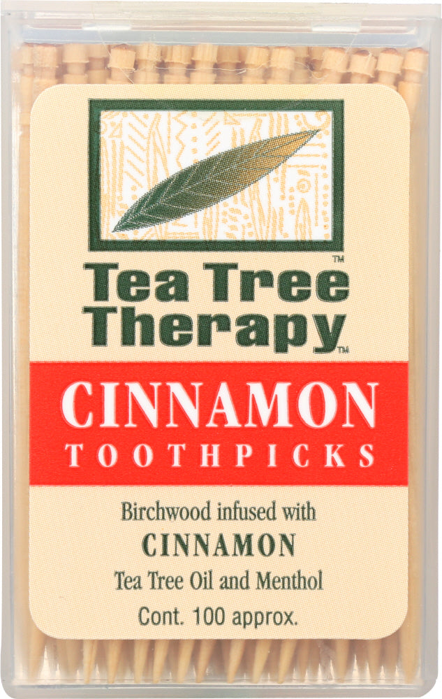 TEA TREE THERAPY" Cinnamon Toothpicks, 100 Tootpicks