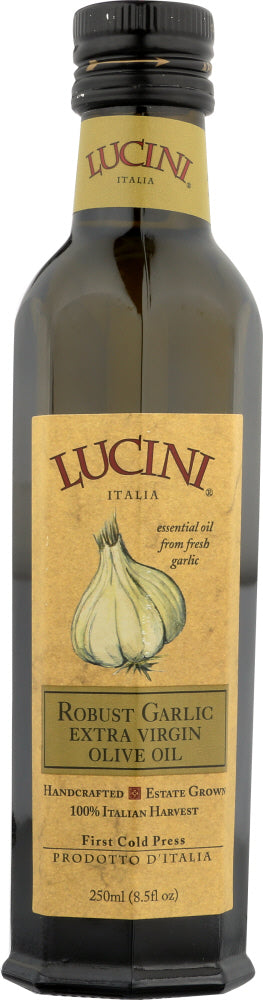 LUCINI: Olive Oil Extra Virgin Robust Garlic, 8.5 oz