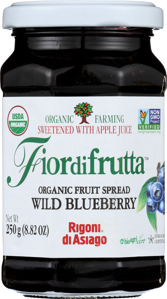 RIGONI: Fiordifrutta Organic Fruit Spread Wild Blueberry, 8.82 oz