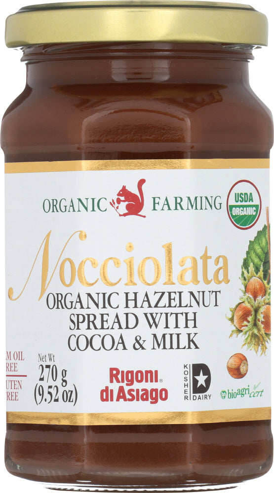 RIGONI: Nocciolata Organic Hazelnut Spread with Cocoa and Milk, 9.52 oz