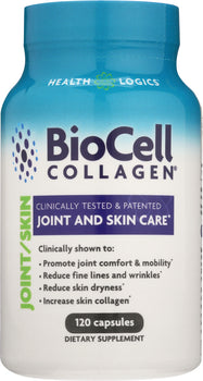 HEALTH LOGICS: Biocell Collagen, Clinically Proven & Patented, Joint And Skin Care, 120 cp