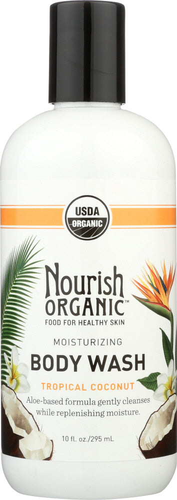 NOURISH ORGANIC: Moisturizing Cream Organic Body Wash Tropical Coconut, 10 oz