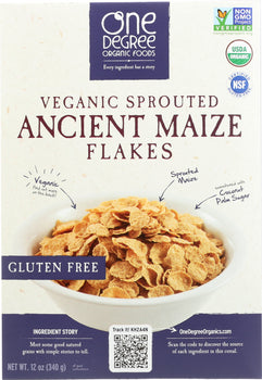 ONE DEGREE ORGANIC FOODS: Veganic Sprouted Ancient Maize Flakes, 12 oz