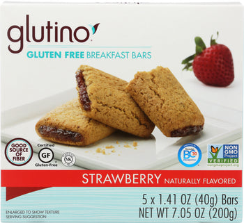 GLUTINO: Gluten Free 5 Breakfast Bars Strawberry, 7.05 oz