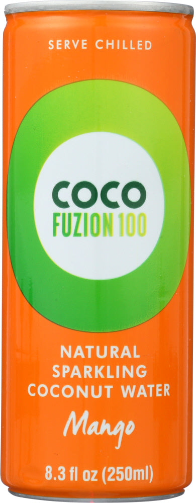 COCO FUZION 100: Natural Sparkling Coconut Water Mango, 8.3 oz