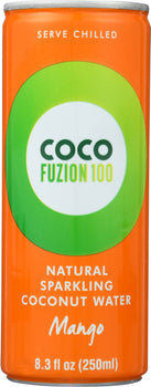 COCO FUZION 100: Natural Sparkling Coconut Water Mango, 8.3 oz