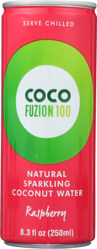 COCO FUZION 100: Natural Sparkling Coconut Water Raspberry, 8.3 oz