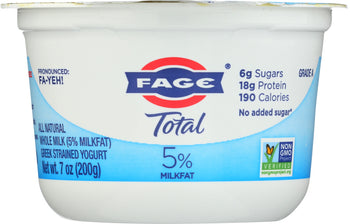 FAGE TOTAL GREEK: 5% Milkfat Plain Yogurt, 7 oz