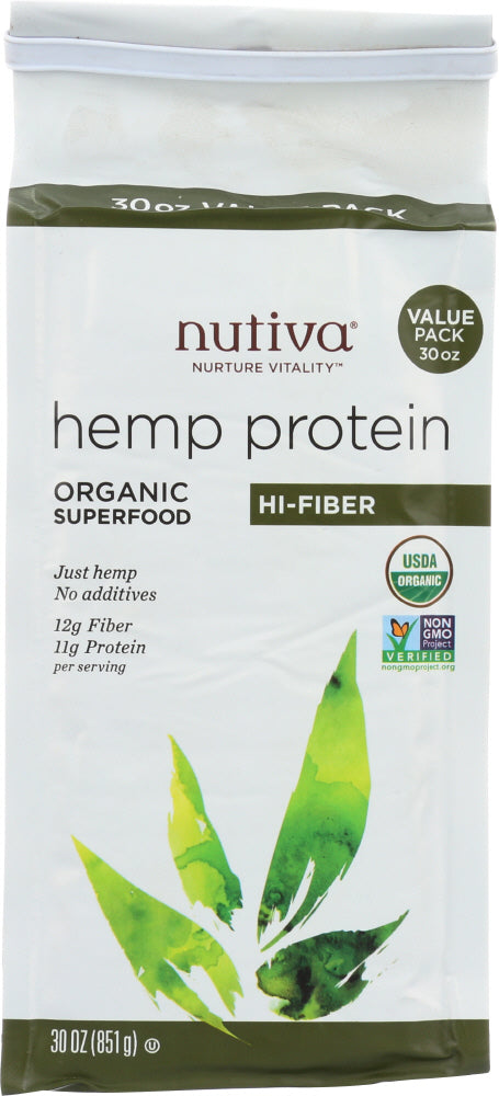 NUTIVA: Organic Superfood Hemp Protein Hi-Fiber, 30 oz