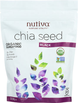 NUTIVA: Organic Chia Seed Black, 12 Oz