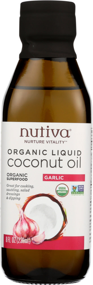 NUTIVA: Oil Coconut Garlic Liquid, 8 oz