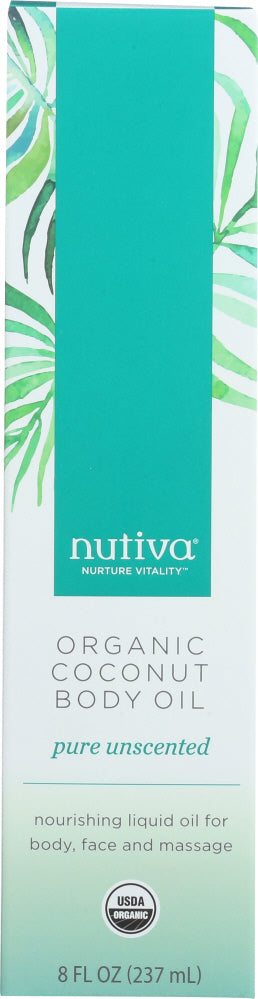 NUTIVA: Oil Body Coconut Unscented, 8 oz