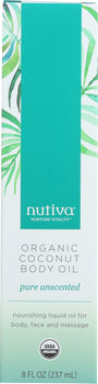 NUTIVA: Oil Body Coconut Unscented, 8 oz