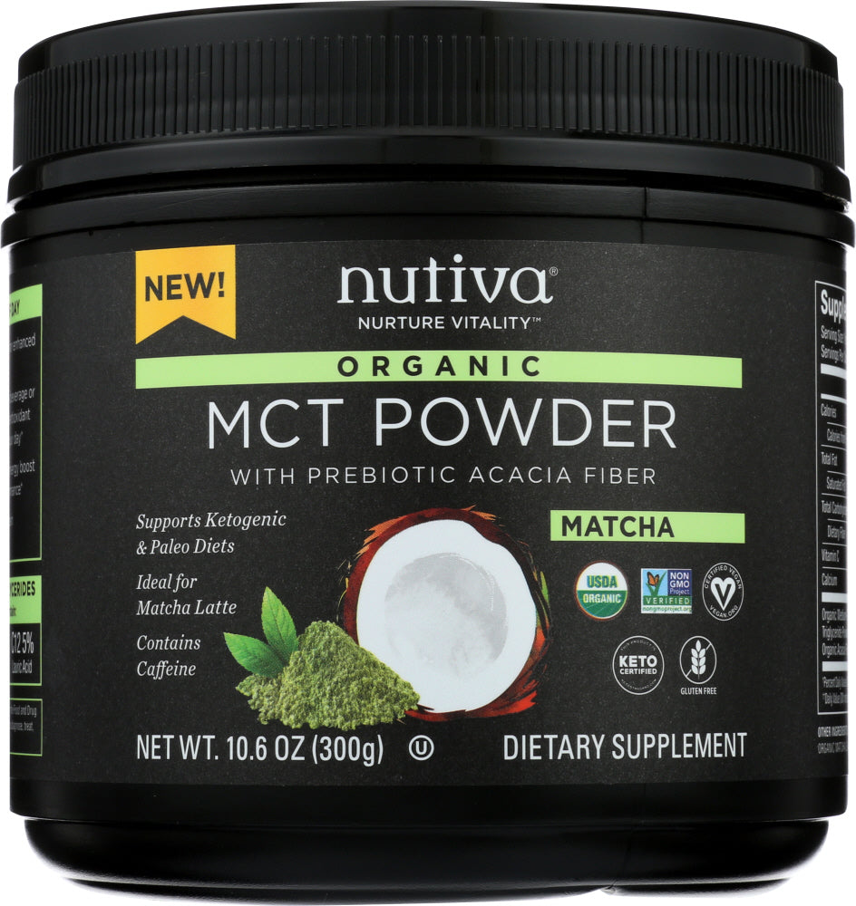 NUTIVA: Organic MCT Powder Matcha, 10.6 oz