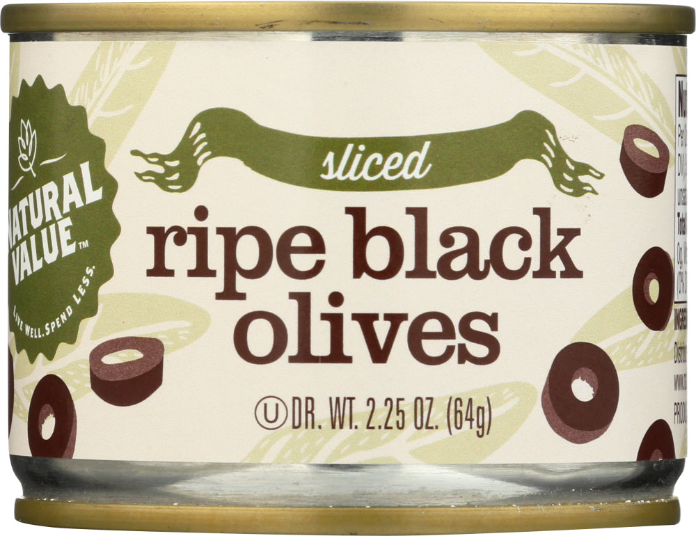 NATURAL VALUE: Sliced Ripe Black Olives, 2.25 oz