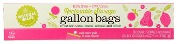 NATURAL VALUE: Reclosable Storage Gallon Bags, 19 bg