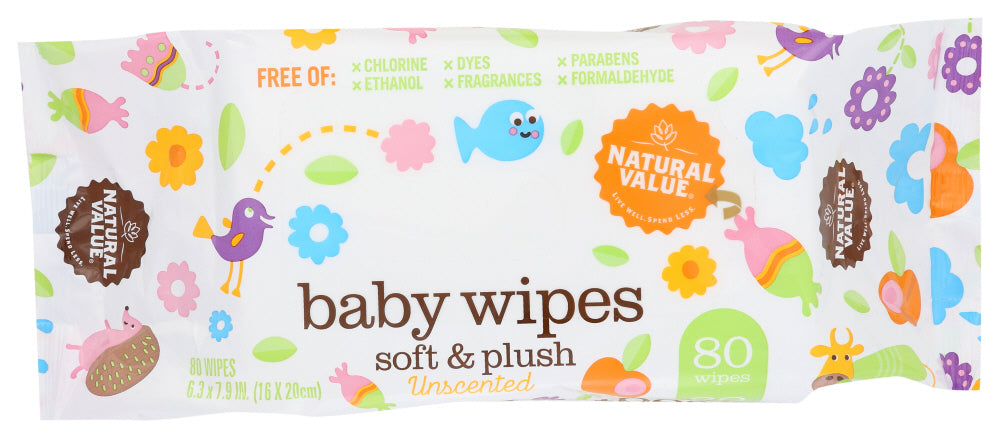 NATURAL VALUE: All Natural Baby Wipes Refill, 80 pc