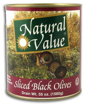 NATURAL VALUE: Sliced Black Olives, 55 oz