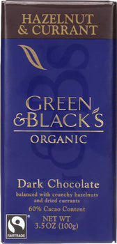 GREEN & BLACK'S: Organic Hazelnut & Currant Dark Chocolate, 3.5 oz