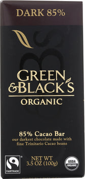 GREEN & BLACK'S: Organic Chocolate Bar Dark 85% Cacao, 3.5 oz