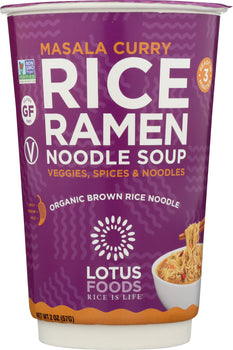 LOTUS FOODS: Noodle Brown Rice Cup Masala Curry, 2 oz