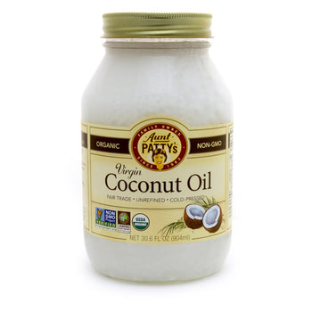 AUNT PATTY: Fair Trade Unrefined Virgin Coconut Oil, 30.6 oz