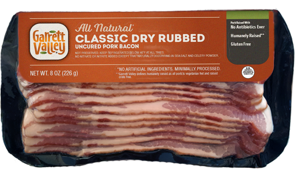 GARRETT VALLEY: Classic Dry Rubbed Sliced Bacon, 8 oz