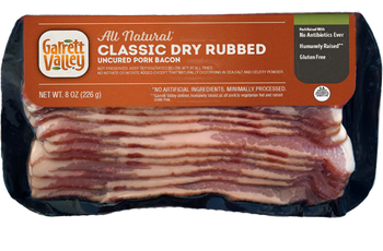 GARRETT VALLEY: Classic Dry Rubbed Sliced Bacon, 8 oz