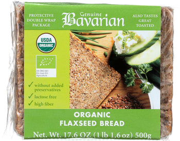 BAVARIAN: Organic Flaxseed Bread, 17.6 oz