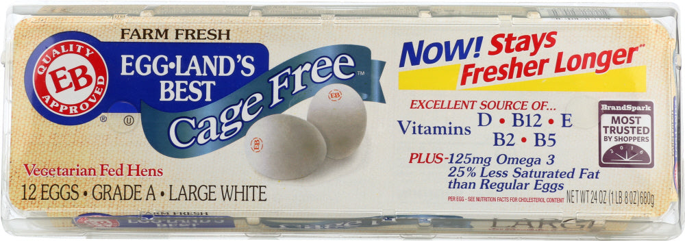 EGG LAND'S BEST: Cage Free White Eggs 1 Dozen, 24 oz