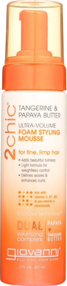 GIOVANNI COSMETICS: Ultra Volume Tangerine and Papaya Butter Foam Styling Mousse, 7 oz