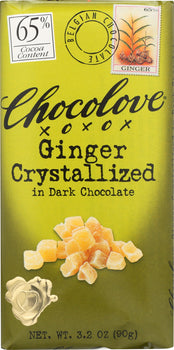 CHOCOLOVE: Dark Chocolate Bar Crystallized Ginger, 3.2 oz