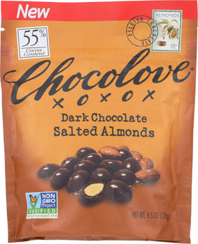 CHOCOLOVE: Dark Chocolate Salted Almonds, 4.5 oz