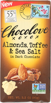 CHOCOLOVE: Almonds Toffee & Sea Salt in Dark Chocolate, 3.2 oz