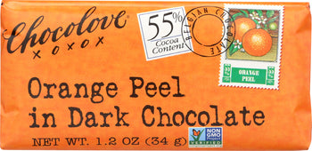 CHOCOLOVE: Mini Dark Chocolate Bar Orange Peel, 1.2 oz