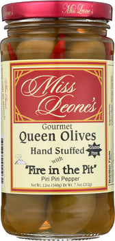 MISS LEONES: Olives Peppers Stuffed Fire in the Pit, Dr Wt. 7.5 oz