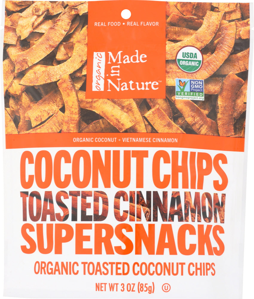 MADE IN NATURE: Organic Toasted Coconut Chips Cinnamon, 3 oz