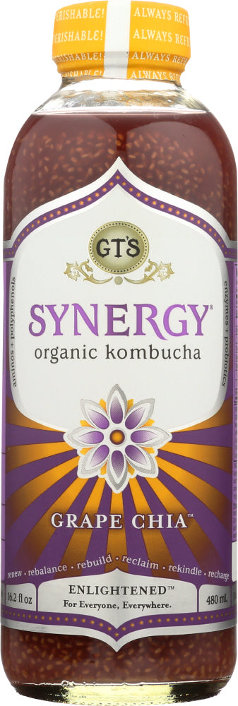 GT'S ENLIGHTENED: Grape Chia Kombucha, 16 oz