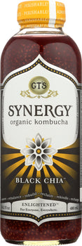 GT'S ENLIGHTENED KOMBUCHA: Synergy Organic and Raw Kombucha Black Chia, 16 oz